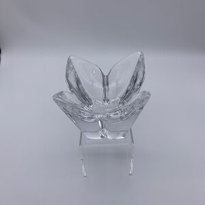 Orrefors (Signed) Crystal Lotus Design Votive/Bowl -Vintage Made in Sweden